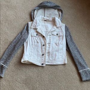 Free people white denim hooded jean jacket